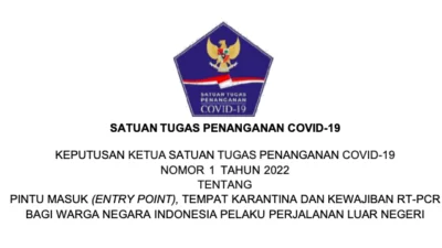 Satgas Terbitkan Keputusan Mengenai Pintu Masuk dan Tempat Karantina Bagi WNI dari Luar Negeri